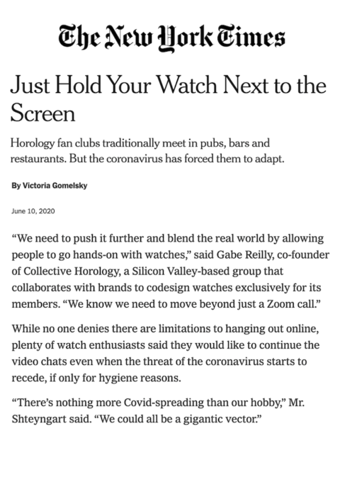 The New York Times — Collective Horology