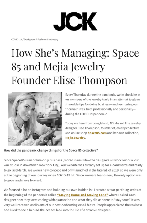 JCK — Space85 Jewelry